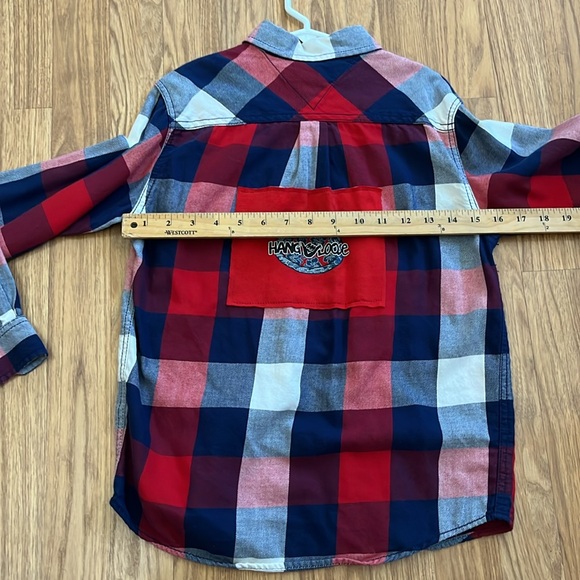 Hang Loose Huntington Newport Laguna Beach Flannel Shirt Upcycled Small - Picture 4 of 6